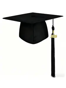 2026 Graduation Cap with Tassel, Polyester Bachelor Hat, Suitable for High School and University Ceremonies, Hand Washable, Campus Events, Accessories