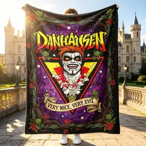 Danhausen "Very Nice, Very Evil" Flannel Blanket | Gothic Horror Throw for AEW Fans & Spooky Home Decor Lovers, Cozy & Unique