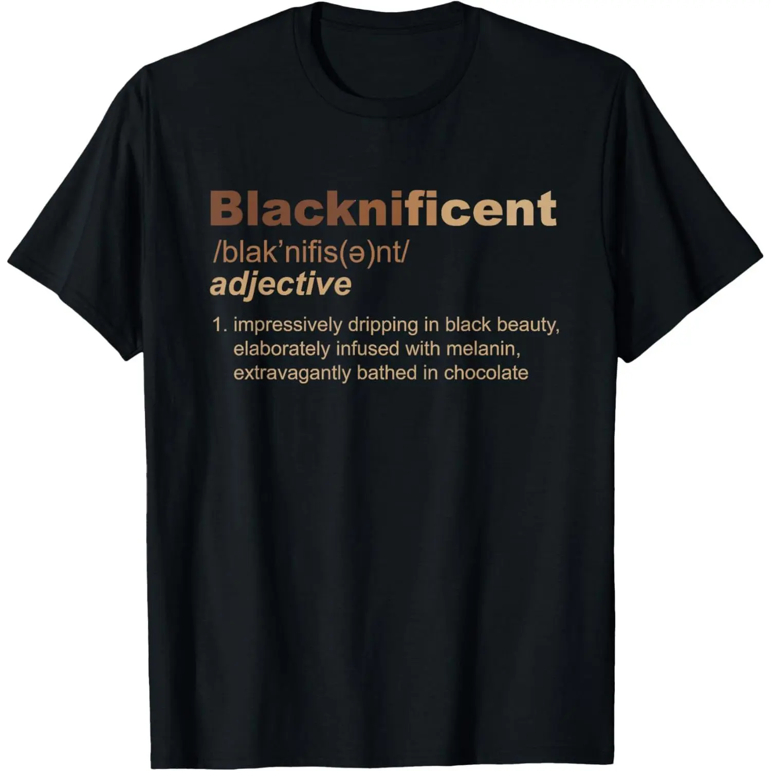 Blacknificent Definition Graphic T-Shirt, Soft 100% Cotton Short Sleeve Top for Men & Women, Everyday Black History Month Wear
