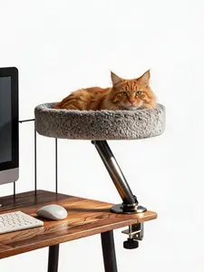 360° Rotating Floating Cat Bed Modern Desktop Cat Nest for Fun & Comfort Bedding Easy Install Clean Adjustable，Desk-Mounted Cat Bed for Work, Gaming & Desk Setups Height Safe Secure Desk Perch Work from home cat stuff cat toys
