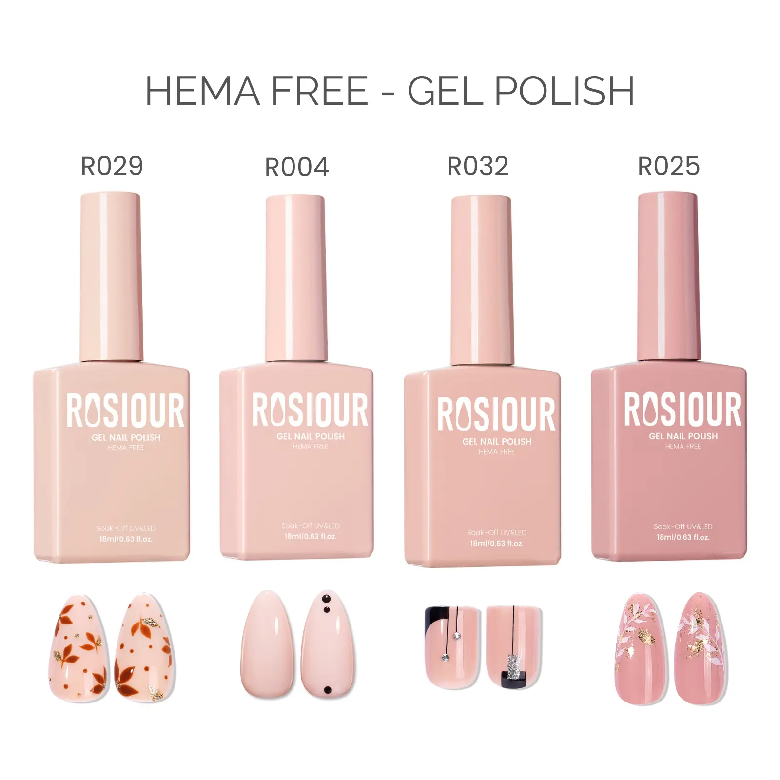 ROSIOUR Gel Polish | 18ml Each | HEMA-Free | Nude Collection
