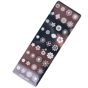 Nail Art Stamping Template Tool - Butterfly, Flower, Leaf, Jewelry, Geometric Pattern Embossed Nail Polishing Template, Precision Etched Stainless Steel Base, Scratch-Resistant Rounded Corner Design