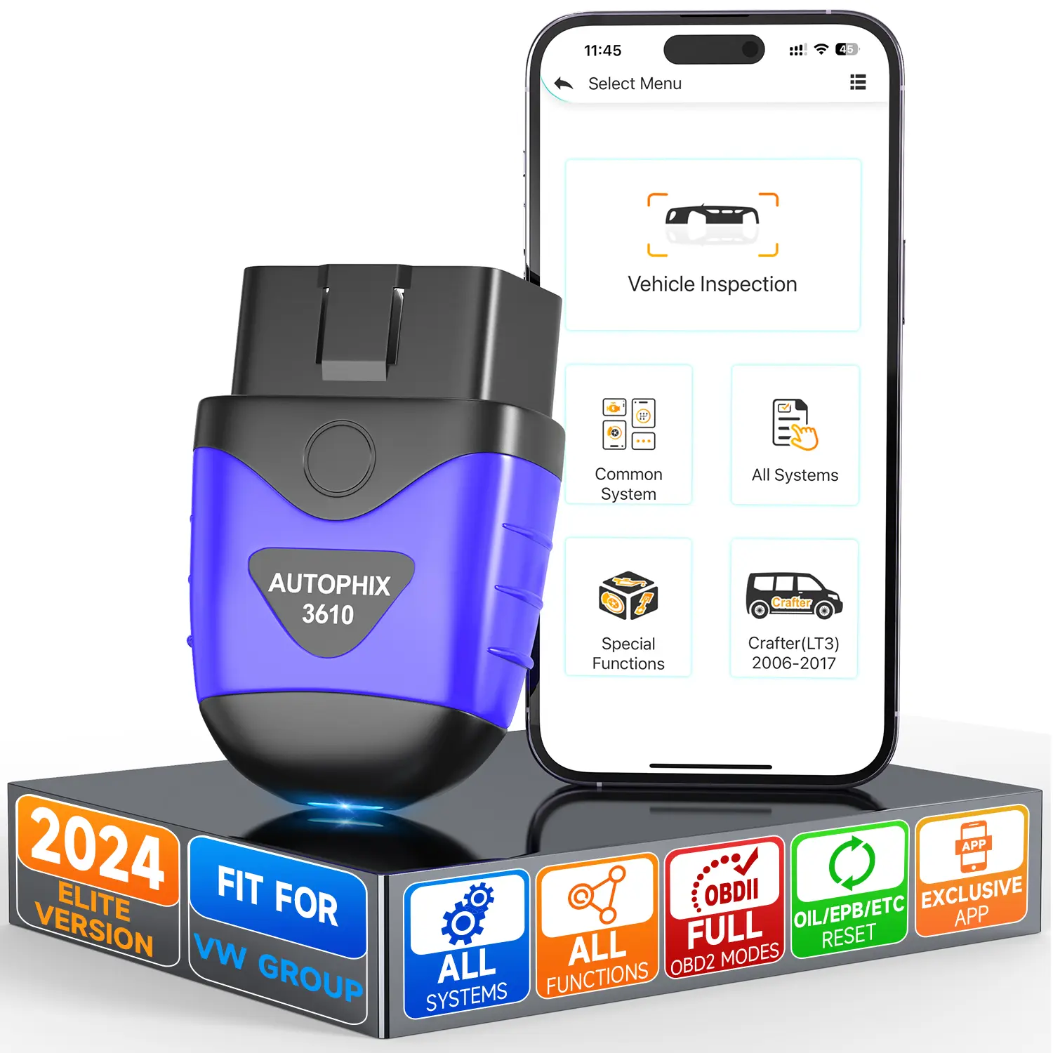 Autophix 3610 OBD2 scanner is suitable for all system diagnostic tools in Volkswagen/Audi/Skoda /SEAT vehicles Car Automotive, Exclusive App