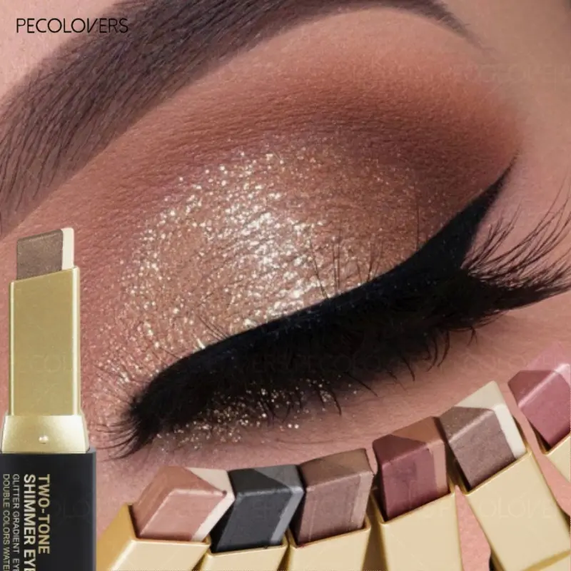 1PC 2 In 1 Highlighter Eyeshadow Stick Makeup Enhance Eye Makeup Waterproof Long Lasting Glitter Duochrome Eyeshadow Eyeliner Stick Eyes Makeup Cosmetics