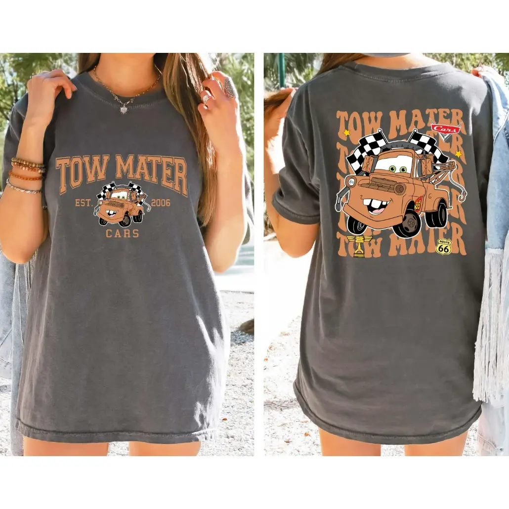 Retro 90's Tow Mater Shirt, Radiator Springs Tee, Land Piston Cup Girls Trip 2025, Family Vacation Checkered Shirt Funny, Cute tee, Cartoon Shirt, Sweatshirt, Hoodie