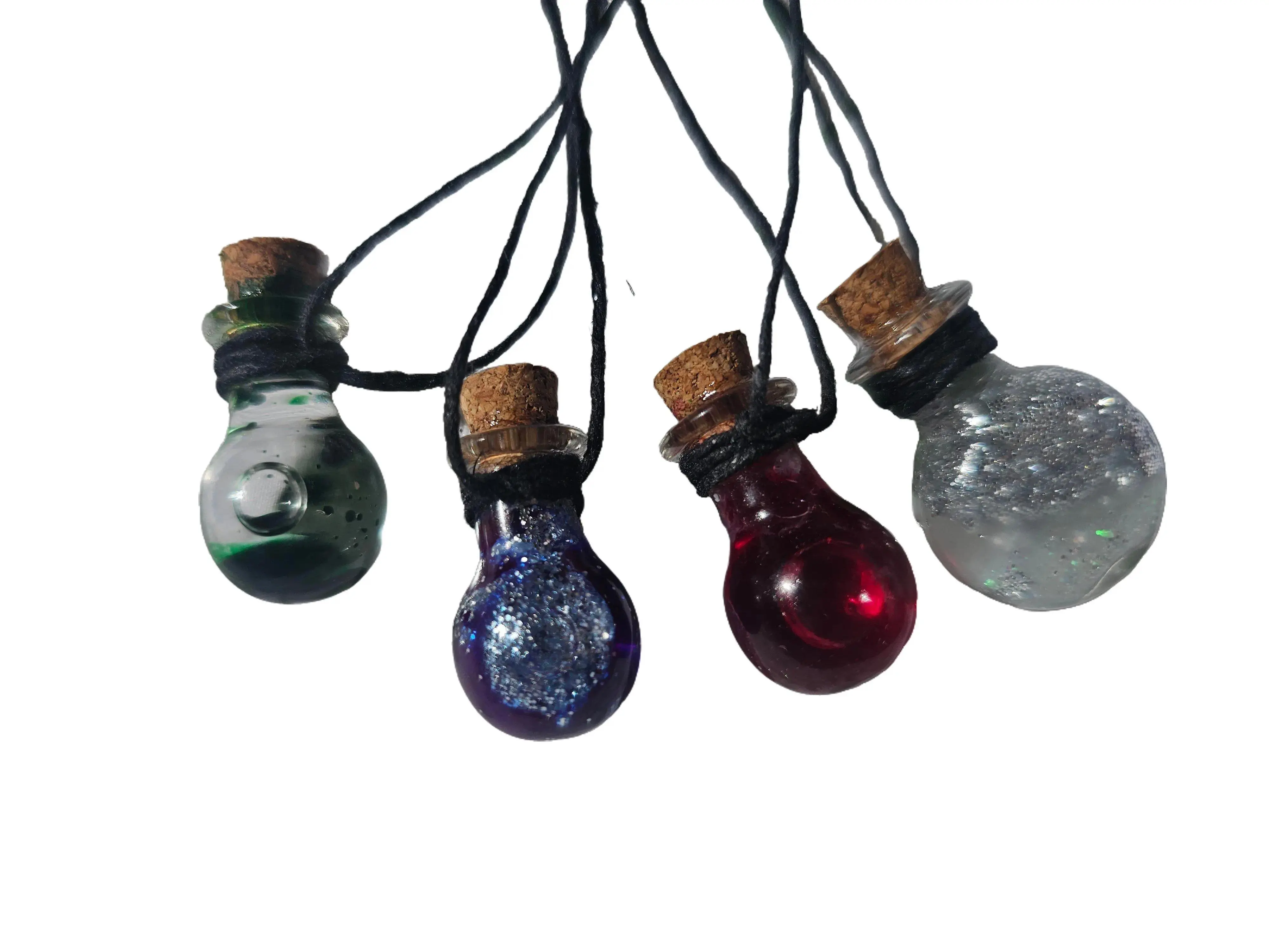 Small Potion Bottle Necklaces, Spell Jars, Galaxy Crafts, Faux Blood Vial, Starry Jewelry