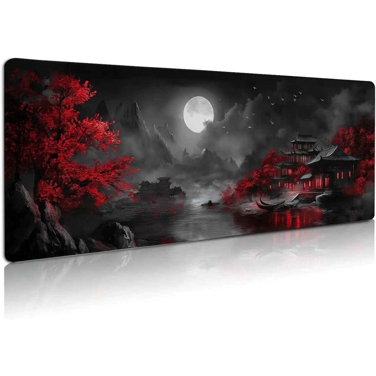 Gaming Mousepad - 24x14 in Large Gaming Items Mouse Mat, 3 mm Natural Rubber Non-Slip Base, Stitched Edges, Desk Mat for Office & Home, Great Gift