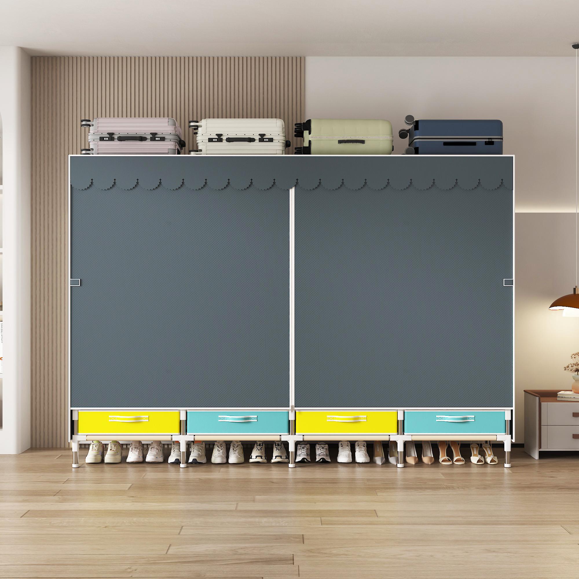 Large-Capacity Portable Wardrobe with Hanging Rod, Heavy-Duty Closet with Dust-Proof Zipper, Easy Assembly for Bedroom & Dorm, maybe you like this fashion armoire.