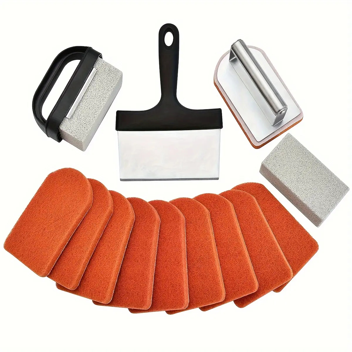 Blackstone Griddle Cleaning Kit 15-Piece Heavy-Duty Grill Cleaner Set with Stainless Steel Handle for Easy Flat Top Maintenance