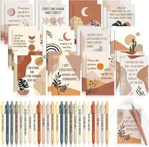 12 Set/24 Pcs Positive Affirmation  Set Gratitude Notebooks with Pens Small Bags Motivational Encouragement Notepads Daily Affirmations Journal for Women   Self Care(Rainbow)