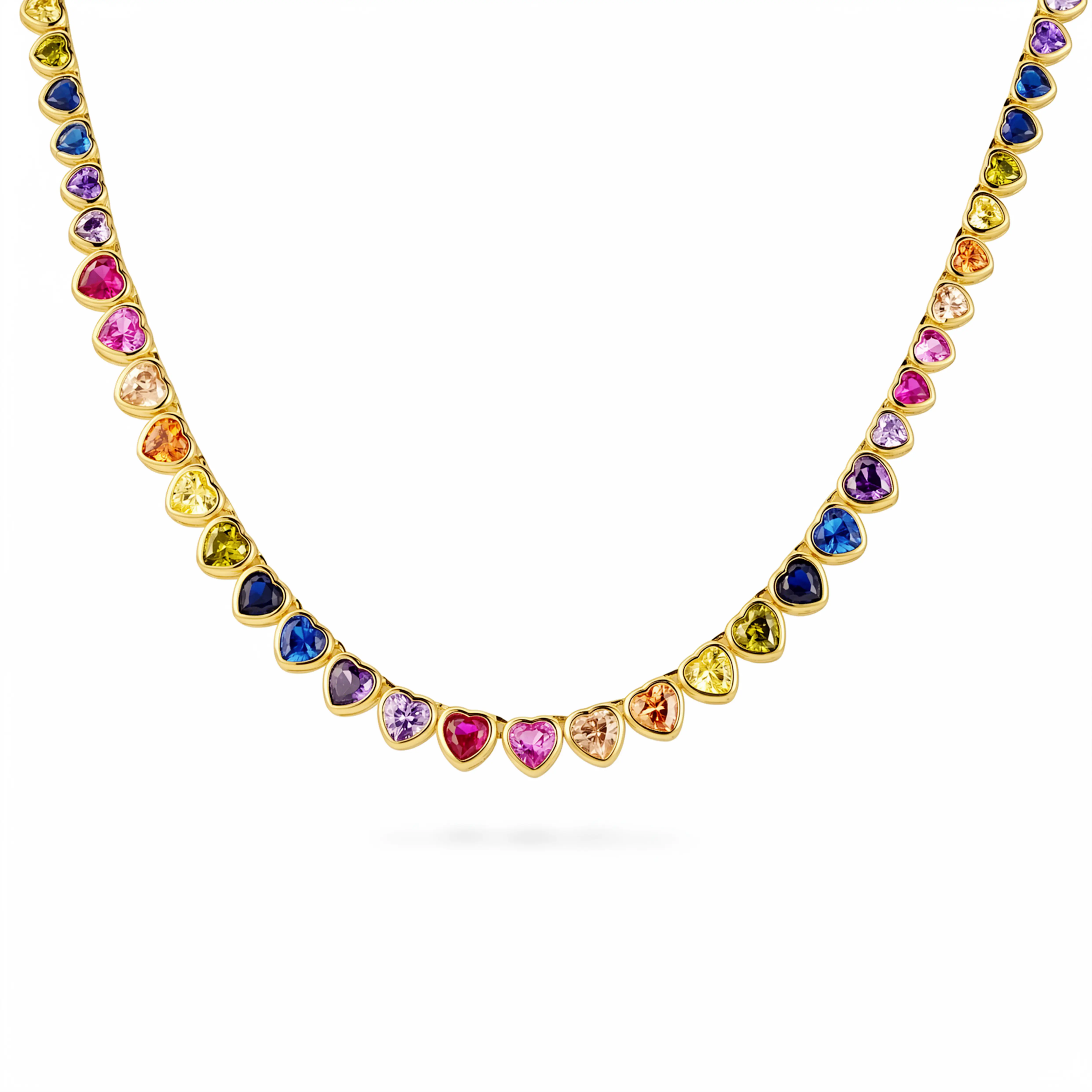 Heartlight Rainbow Tennis Necklace