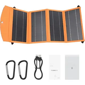 Solar Panels 30W Portable Foldable Solar Charger with 5V USB-A and USB-C Fast Charging Compatible with iPhone, iPad, Samsung, Power Banks, IPX5 Waterproof Perfect for Camping, Hiking, Outdoor