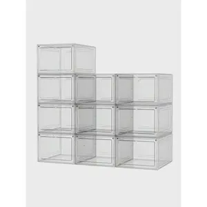 6 Pieces Of Transparent Magnetic Stackable Shoe Racks, With Magnetic Doors, Suitable For Bedrooms, Homes, Dormitories - Hallways, Etc. - Plastic Shoe Storage Boxes, Convenient For Storage And Display