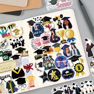 50pcs/set of Stickers Themed Around Graduation Season for Scrapbooking, Luggage, Desktop Stationery, Campus Events, And Doodling, graduation  decoration, Party Decoration Graffiti Stickers