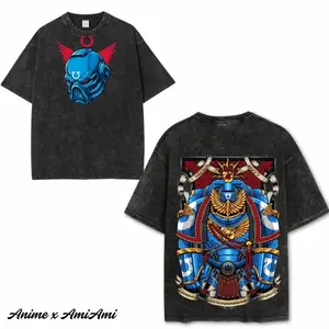 Warhammer 40K Ultramarines Heavy Graphic T-Shirt – Vintage Oversized Washed Tee | Space Marine Armor Design for Fans & Collectors Oversized Vintage Washed T-Shirt, Heavyweight Cotton Shirt, Regular Comfort Fabric