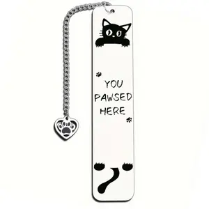 Cat Pattern Stainless Steel Bookmark, Cute Animal Design Bookmark, Durable Bookmark for Office & Personal Reading, Book Accessories