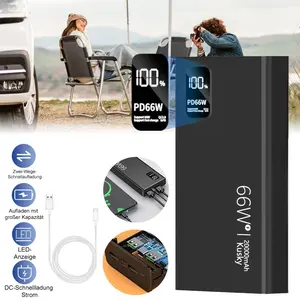 66W Super Fast Charge 20000mAh Large Capacity Power Bank with LED Display, Compact Portable External Battery for College Students Travelers Campers Outdoor Enthusiasts All Smart Devices