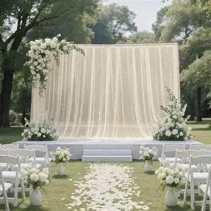 Sheer Wedding Arch Drape 10ft × 10ft Ivory – Backdrop Curtain Panel with Rod Pocket