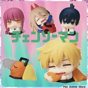 Cute Chainsaw Man Power Figure Anime Aki Denji Statue Makima Sleeping Action Figurine Desk Decoration Table Accessories Toy Gift