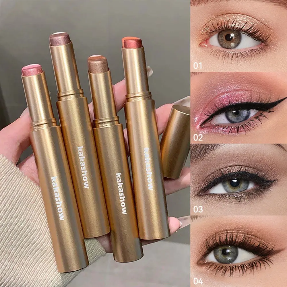 Kakashow Three-Color Eyeshadow Stick, Highlighter, Shadow, High-Gloss Finish, Portable Makeup Essential for Daily & Party Use