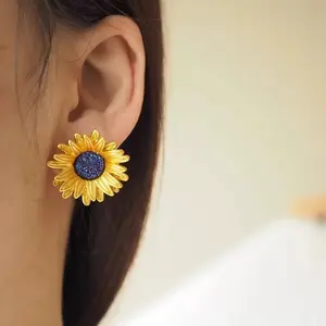 Sunflower French Earrings Earclip No Ear Hole Jewelry Flower