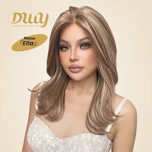 Ella -DWY Mono Lace Free Part Shoulder Length Curly Ends Glueless Synthetic Wig for Women 20 Inches Heat Friendly & Versatile Styling