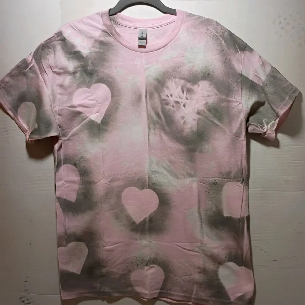 “Smoke & Roses” Pink Acid Wash Heart Graphic T-Shirt – Unisex Streetwear Tee