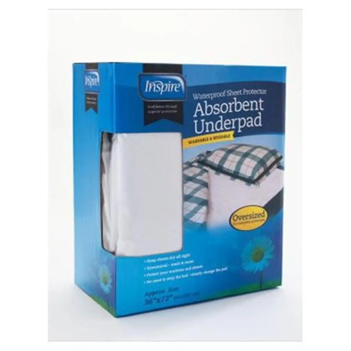 212 MAIN Oversized Washable Waterproof Bed Protector Cover - 30 in. x 34 in., Latex-Free Reusable Pad for Adults' Overnight Incontinence Needs, Washable Bed Protector, Waterproof Mattress Protector