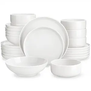 Plate and Bowl Set, 12-Piece Modern Porcelain Dinnerware Set Suitable for 4 People, Ceramic Multi-Color Kitchen Tableware Set, Modern Design