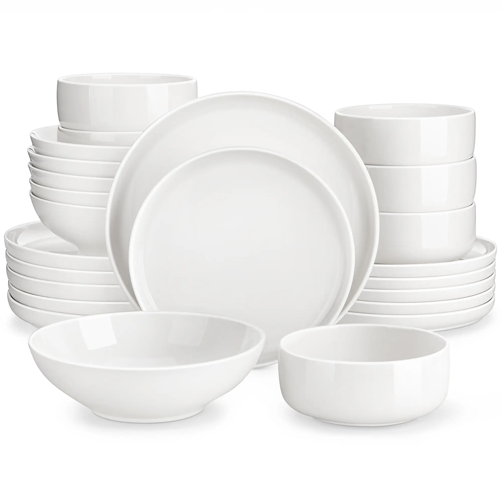 MALACASA Plates and Bowls Sets, 12/16/18/24 Pieces Modern Porcelain Dinnerware Set for 4/6, Ceramic Multi-colored Kitchen Dinnerware Set, Series LUNA
