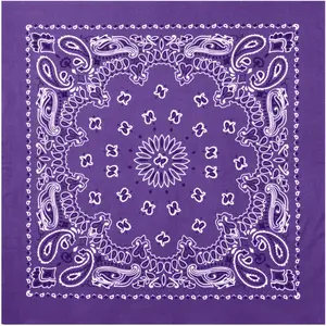 Purple - Jumbo Trainmen Paisley Bandana, 100% Cotton, 27" x 27"