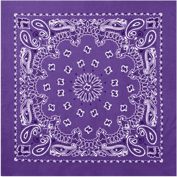 Purple - Jumbo Trainmen Paisley Bandana, 100% Cotton, 27" x 27"