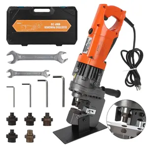 Garvee Electric Hydraulic Hole Punch Machine 1200W 110V with Carbon Brush and 5 Dies for Punching Metal Plates Including Steel, Iron, Aluminum, and Copper, Suitable for Hole Sizes Φ1/4"-4/5" in Construction and Industrial Use