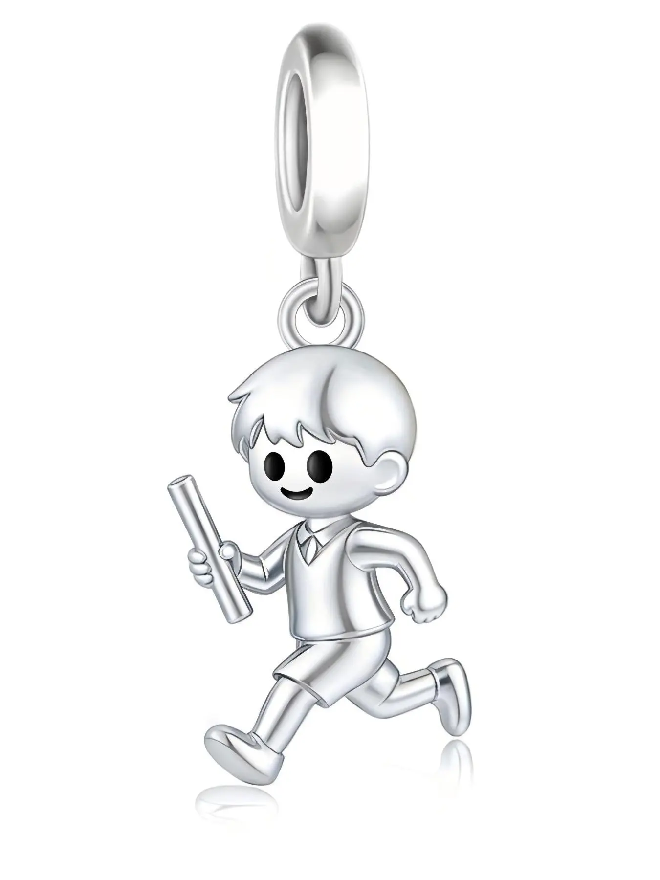 Cute Cartoon Boy Pendant Necklace, Copper Silver Color, Perfect Gift for Kids, Sporty Style, Adorable Design, All Seasons Jewelry