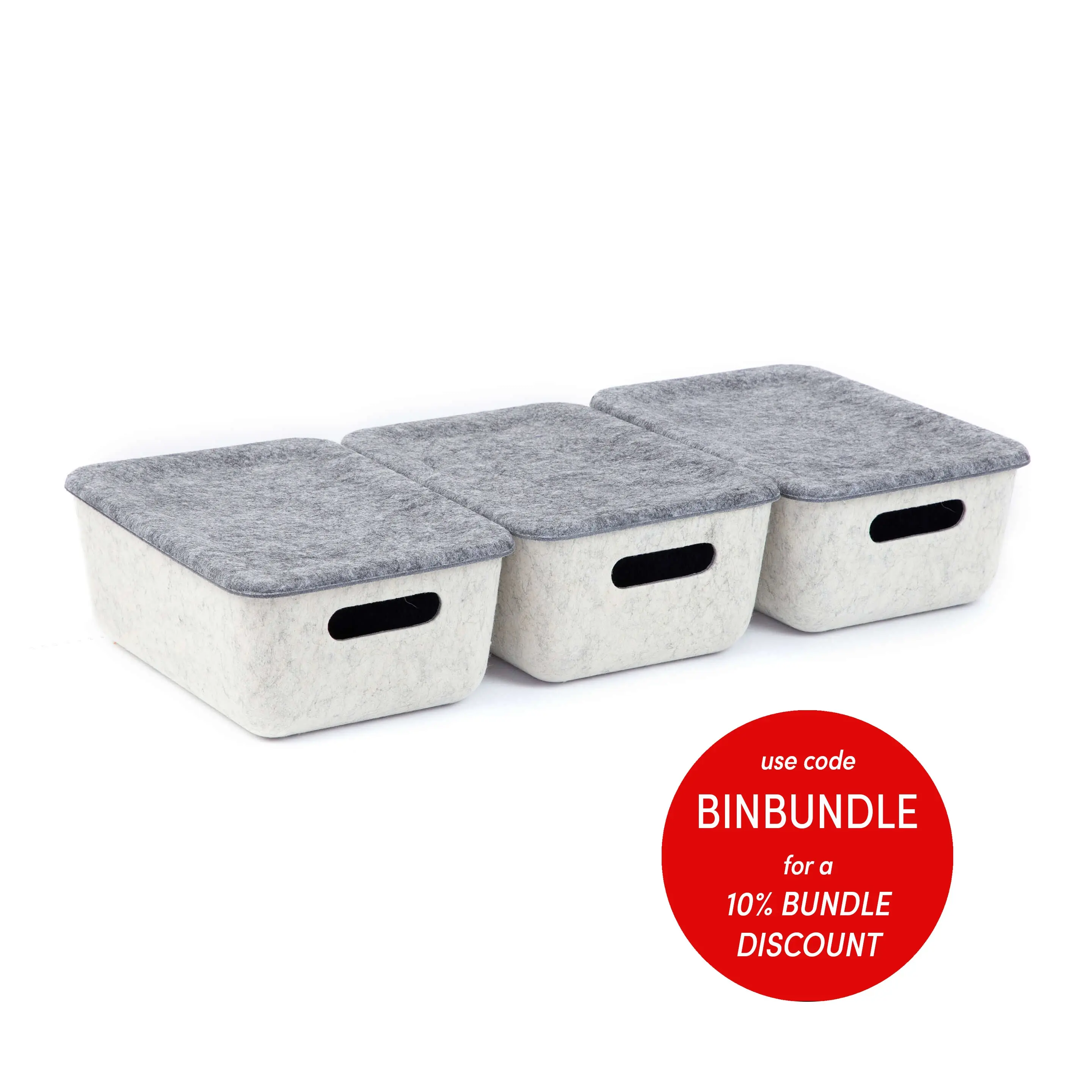 reSTAK recycled FELT storage small bin + lid SET of 3