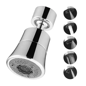 fathersdaygift VEVOR Faucet Aerator, 360 Swivel Kitchen Sink Aerator, 5-Function 5-Flow Sink Sprayer Attachment, Bathroom Faucet Extender Head Replacement for 15/16 inch Female Thread with Adapter 55/64 inch Male