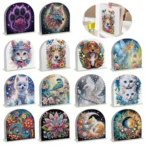 DIY Diamond Painting Kit — Hand-Applied Round & Irregular-Shaped Acrylic Diamonds — Puppy & Kitten Tissue Box