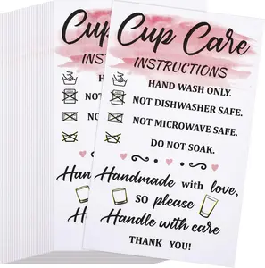 200 count Tumbler Cup Cards,Cup Care Instructions Cards, Tumbler Mug Care Insert for Business, Customer Directions, Online Shop Package Insert