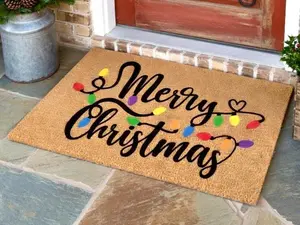 Merry Christmas Lights Doormat, Christmas Decor, Christmas Doormat, Holiday Decor, Holiday Doormat, Gift,Christmas Gift Door Mat Outdoor Mat