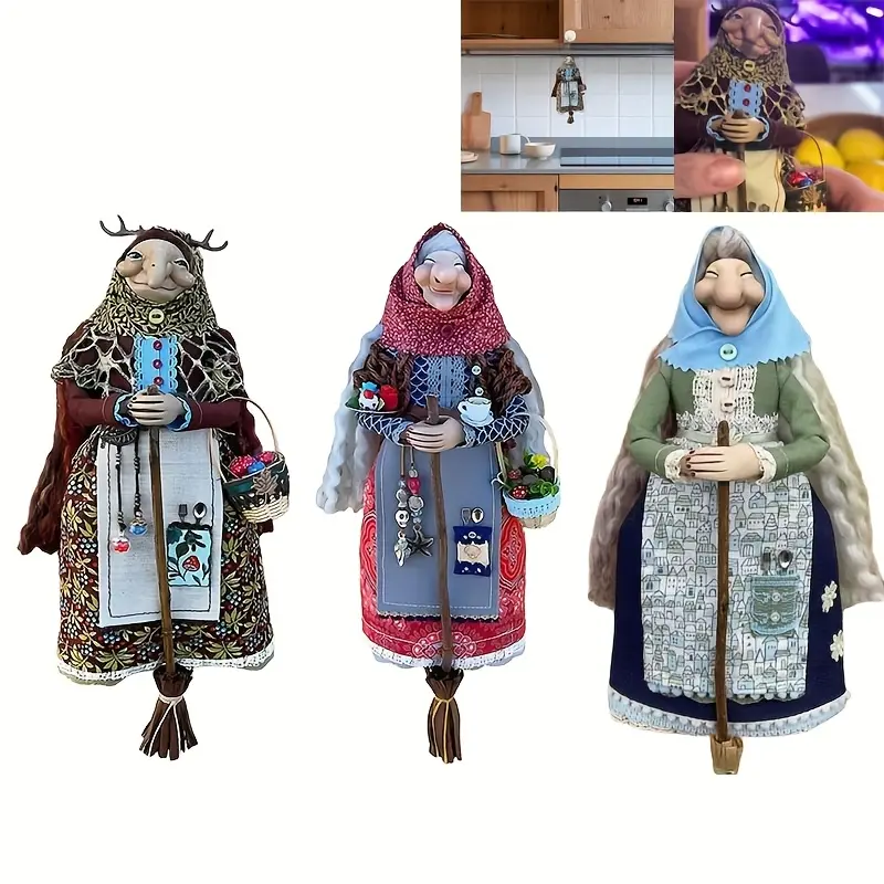 Handmade Resin Kitchen Witch Doll - Vintage Rustic Good Luck Charm, 4.72x1.97in Portable Indoor/Outdoor Decor for Halloween, Graduation, Fathers Day Unique Gift Witchy & Lovers, Home Decor, Festive Decoration, H Room Ornaments