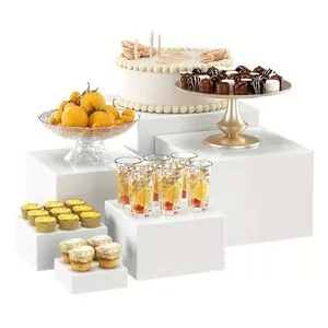 6pcs Acrylic Buffet Rack Boxes for Display as Buffet Risers and Stands, Food Risers for Party, Table, Stands,Display Stand Shelf for Party, Catering, Jewelry & Collectibles