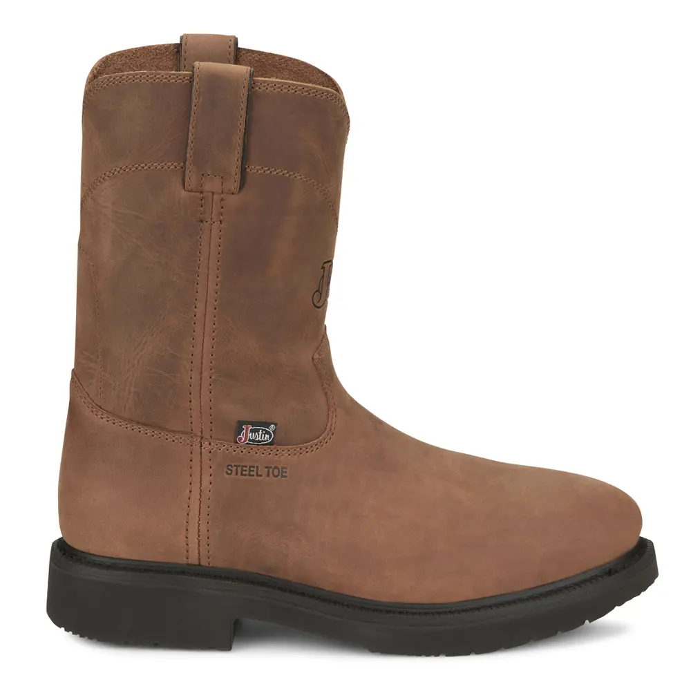 Justin Original Workboots Mens Round-Up 10 Inch Electrical Hazard Steel Toe  Work/Duty - Brown