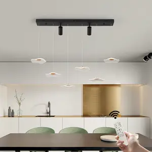 6-Light Modern Dimmable LED Pendant Lighting, Chandelier Kitchen Island Fixture with Spotlights for Dining Living Room Hallway