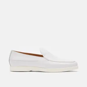Alessandro White Leather Venetian Loafers