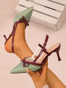 Elegant Women's Pointed Toe Stiletto High Heels, PU Material, Rubber Sole, Perfect for Office & Weddings, Kitten Heel Design, Bridal