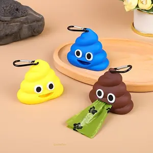 Creative Poop-Shaped Dog Poop Bag Dispenser - Portable Pet Waste Bag Holder with Carabiner