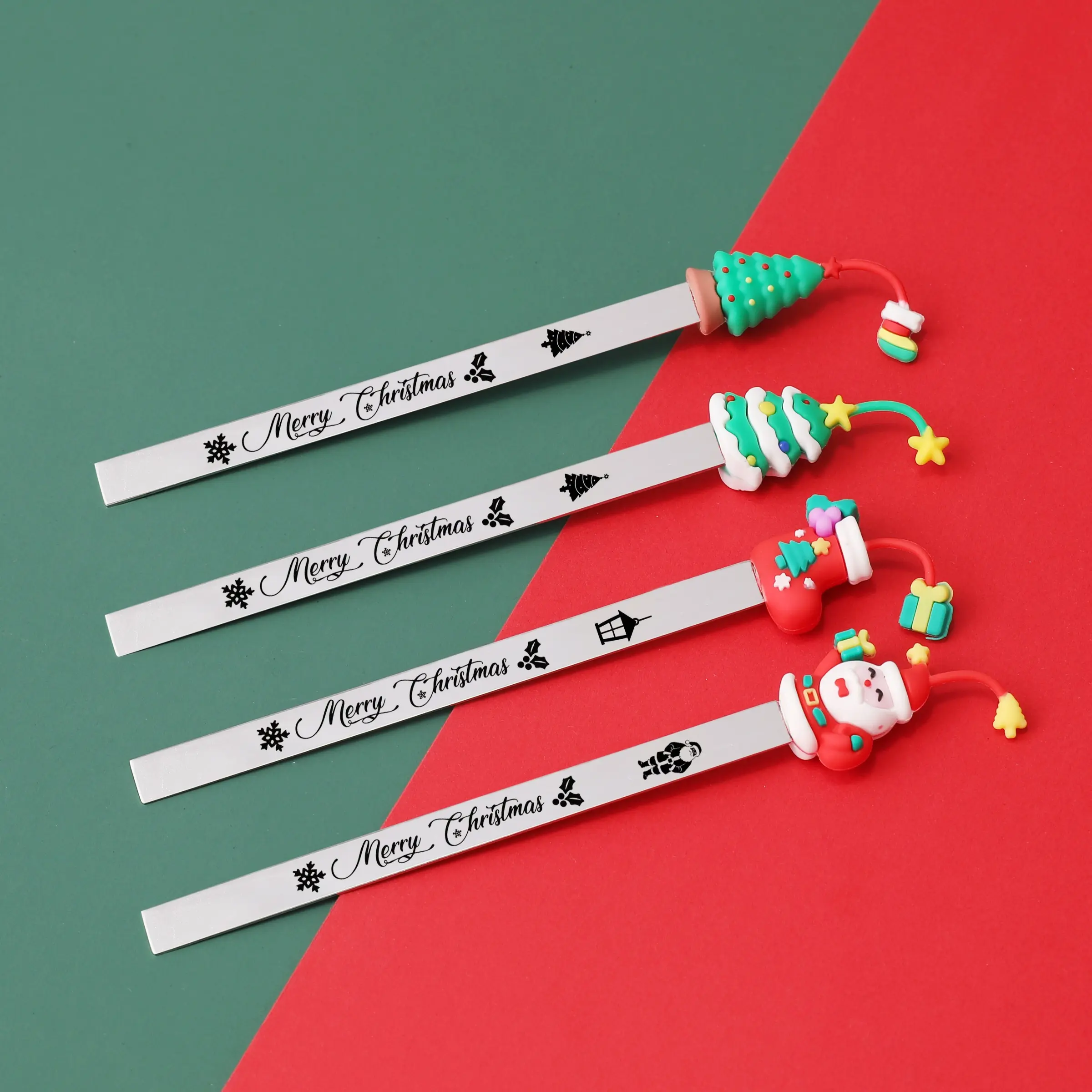 Stainless Steel Bookmark, Full of Christmas Atmosphere Design, Durable & Stylish Reading Accessory for Holiday Gifts