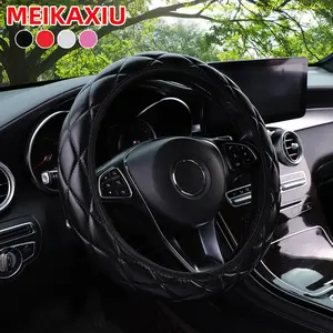 Car Steering Wheel Cover, Soft PU Leather Car Steering Wheel Protector, Universal Car Interior Accessories for 14.5-15 Inch Steering Wheel