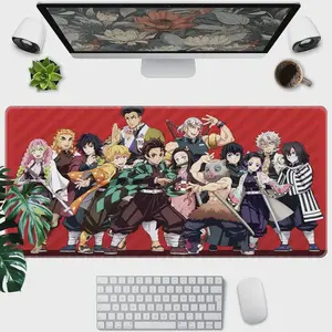 Demon Slayer Anime Mouse Pad with Rubber Base, Polyester Fiber Desktop Mat for Gaming and Office Use, Ideal Gift for Gamers and Home Decor, Anime Mousepad