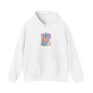 Men's God Is Good Confidence Hoodie - Christian Rainbow Scripture, Playful Mixed-Font, Pastel Fabric, Kangaroo Pocket Sweatshirt with Prints